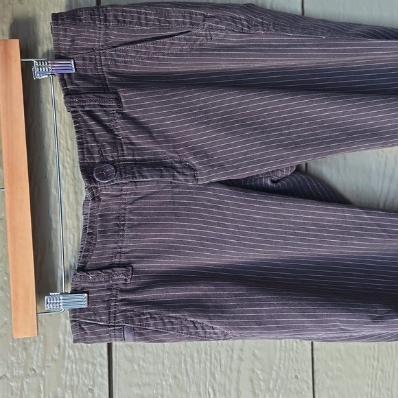 American Eagle VTG y2k 2000s brown pinstripe wide leg pants 8 - Picture 4 of 14